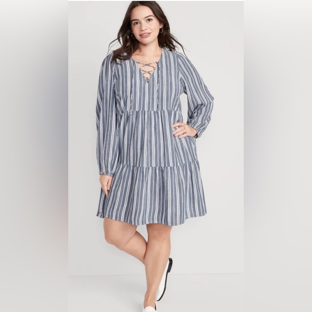 Old Navy Blue and White Striped Mini Dress